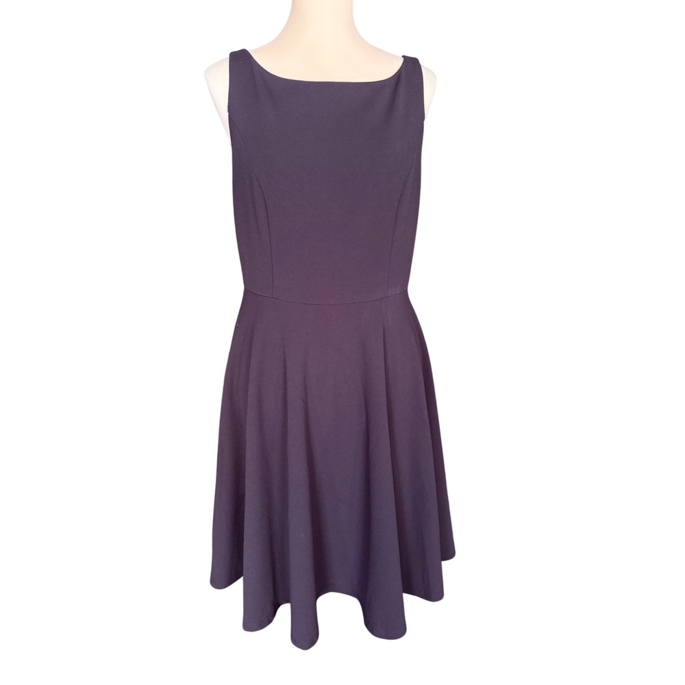 Lulus Black Sleeveless Skater Dress Boatneck Fit Flare Womens Large w pockets